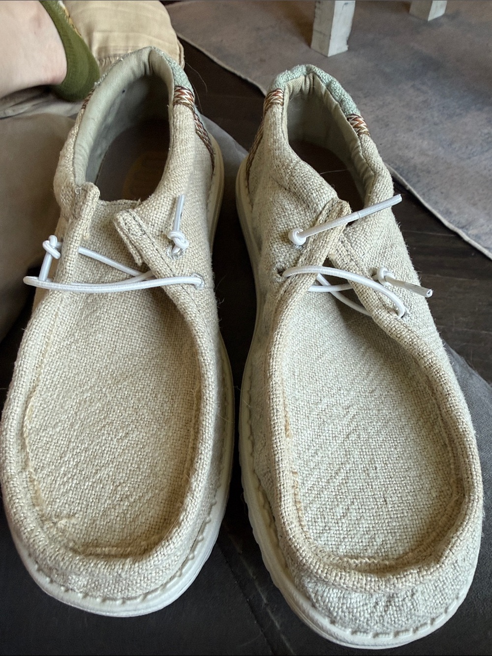 Hey Dude Men's Slip-On Loafers in Natural Beige Canvas